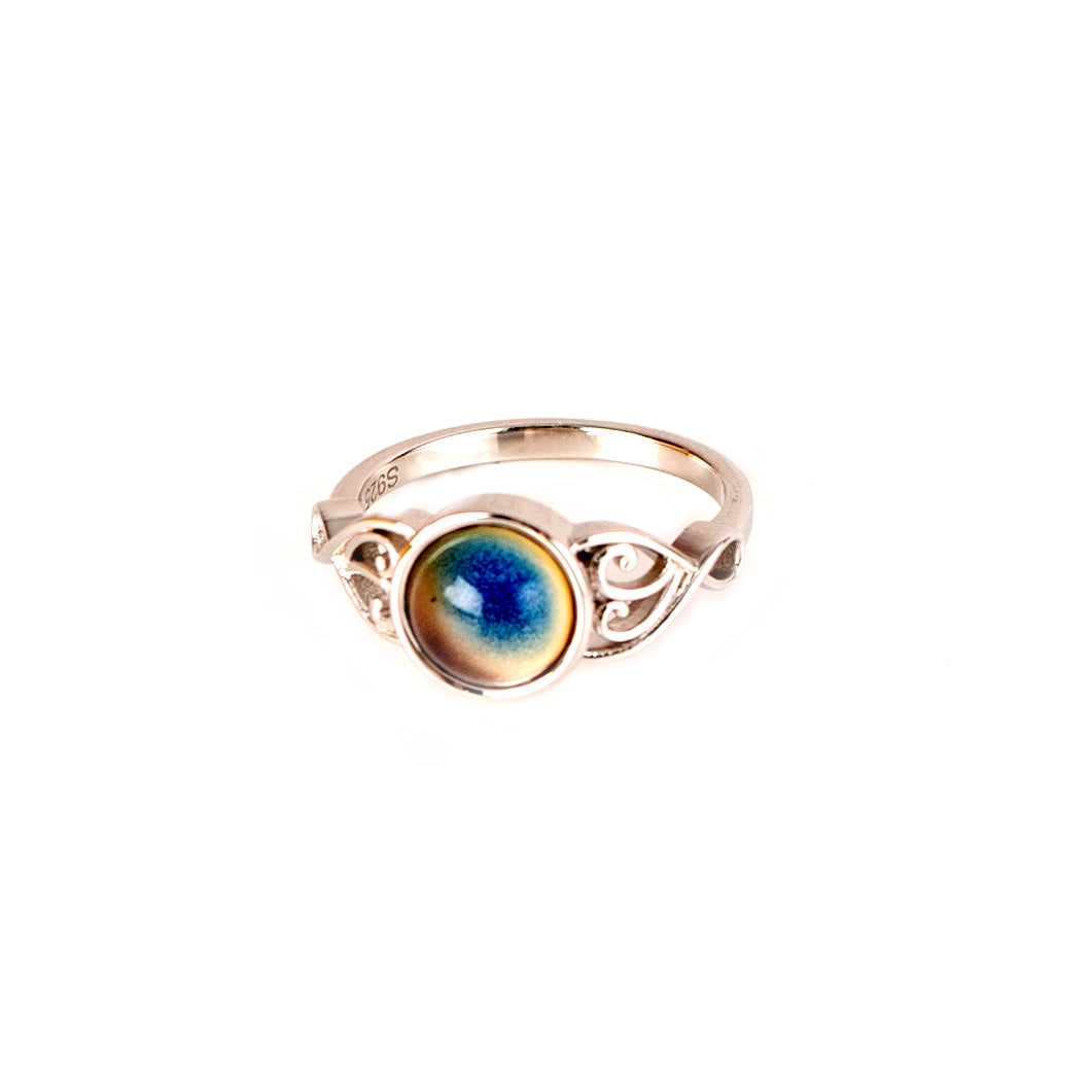 Ornately Decorative Band Color Changing Mood Ring In Sterling Silver - aurorapromise