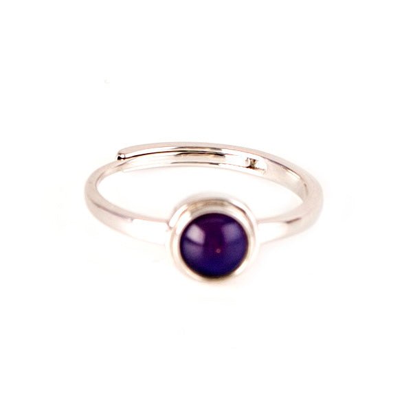Adjustable Minimalist Vintage Color Changing Round Mood Ring In Sterling Silver - aurorapromise