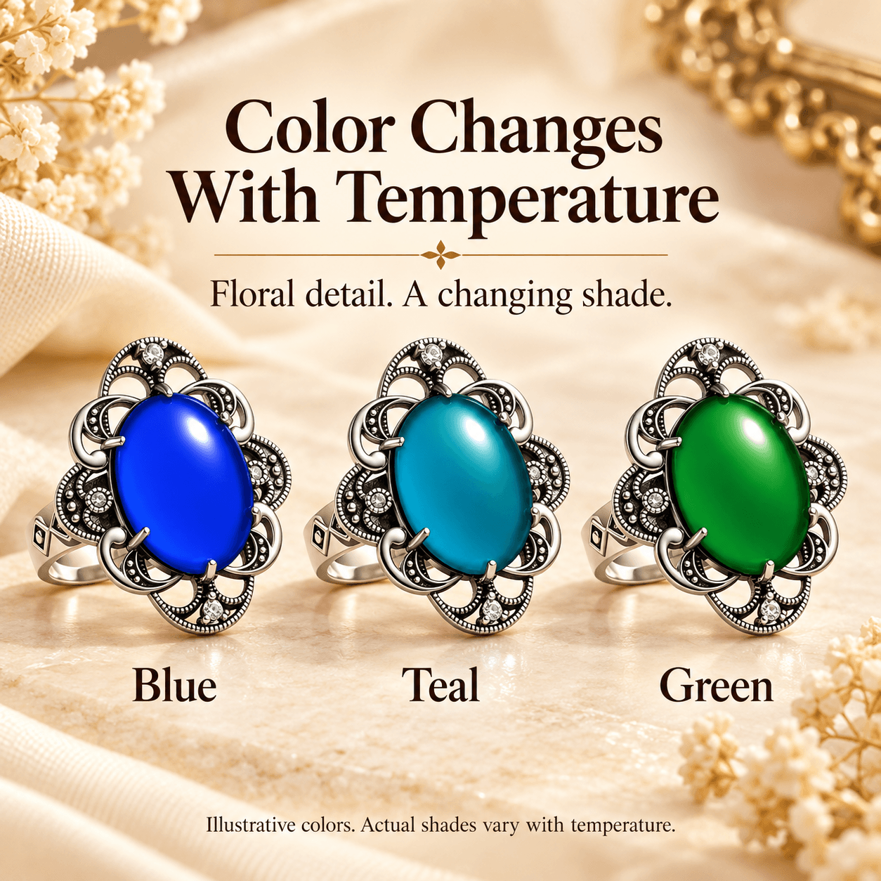 Vintage Floral Mood Ring