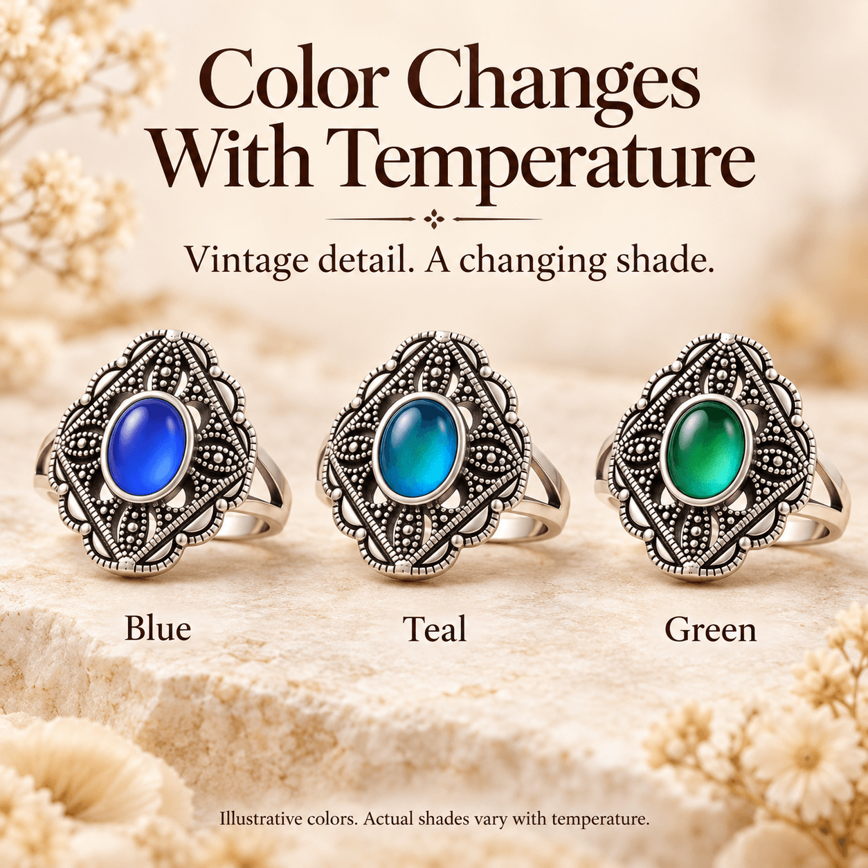 Diamond-Pattern Mood Ring