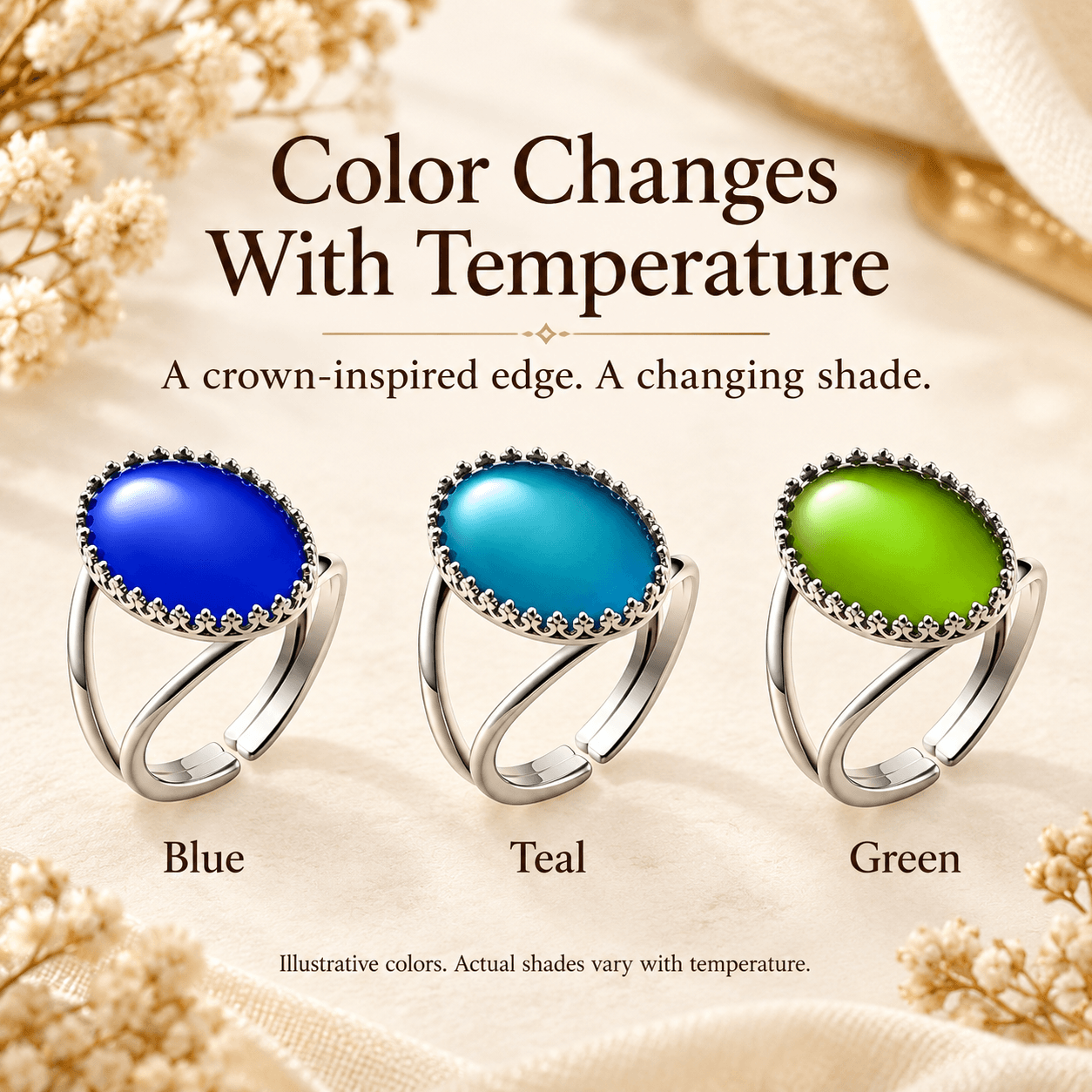 Adjustable Crown Mood Ring