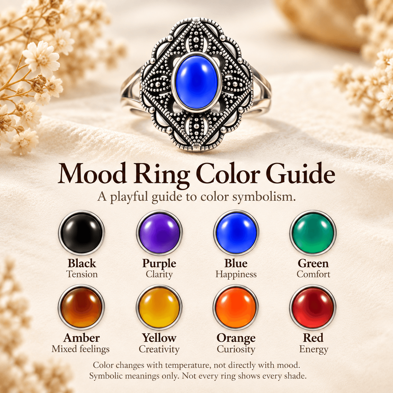 Diamond-Pattern Mood Ring