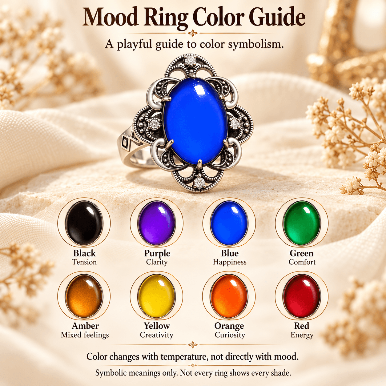 Vintage Floral Mood Ring