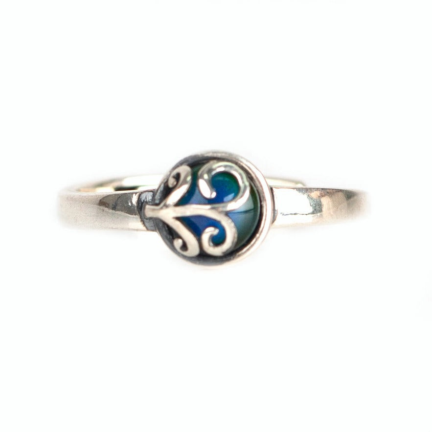 Adjustable Handmade Engagement Color Changing Mood Ring In Sterling Silver - aurorapromise