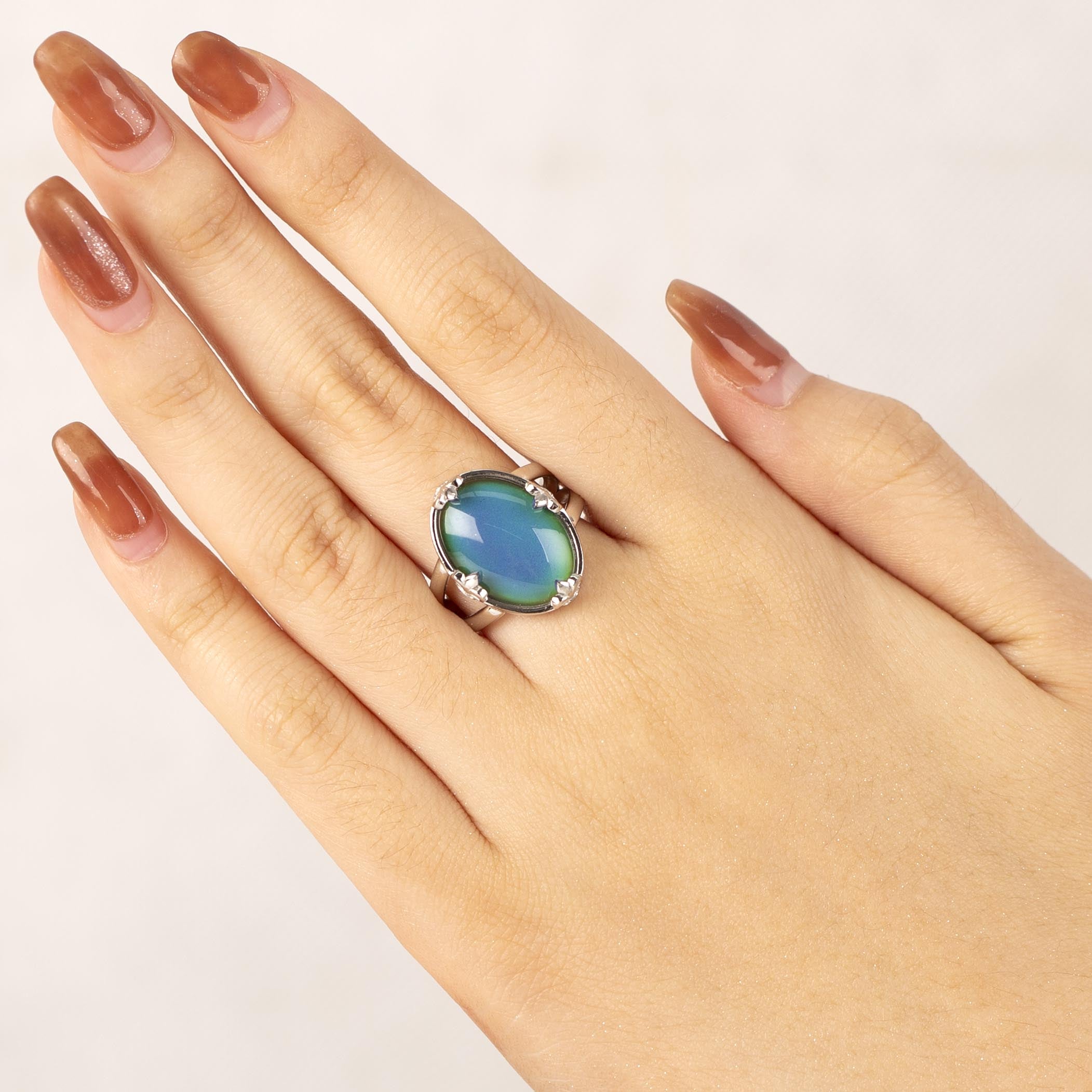 Fashion Cocktail Color Changing Mood Ring In Sterling Silver - aurorapromise