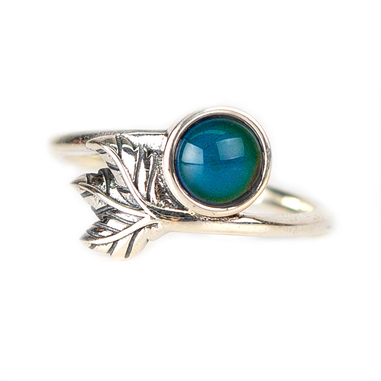 Branch Leaf Flower Dainty Color Changing Mood Ring In Sterling Silver - aurorapromise
