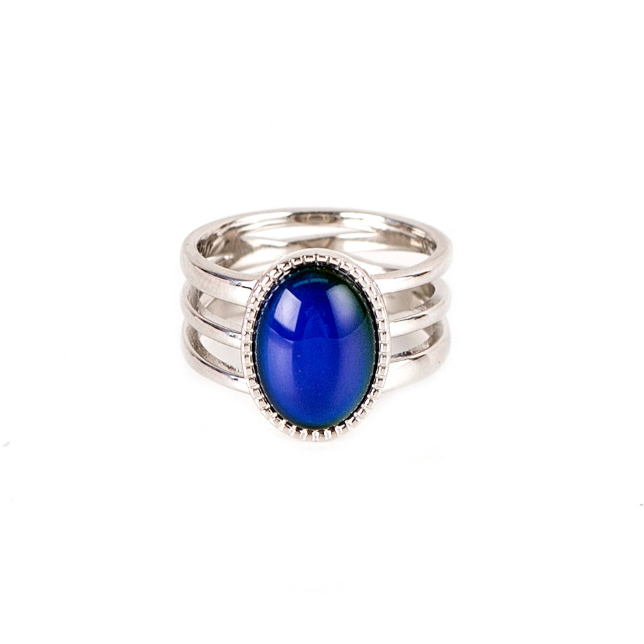 Oval Shape Color Changing Bohemian Mood Ring In Sterling Silver - aurorapromise