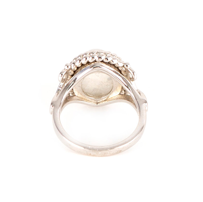 Designer Oval Gemstone Handmade Moonstone Ring In Sterling Silver - aurorapromise