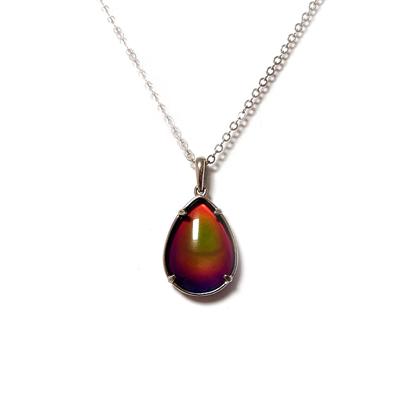 Classic Teardrop Color Changing Mood Necklace In Sterling Silver - aurorapromise