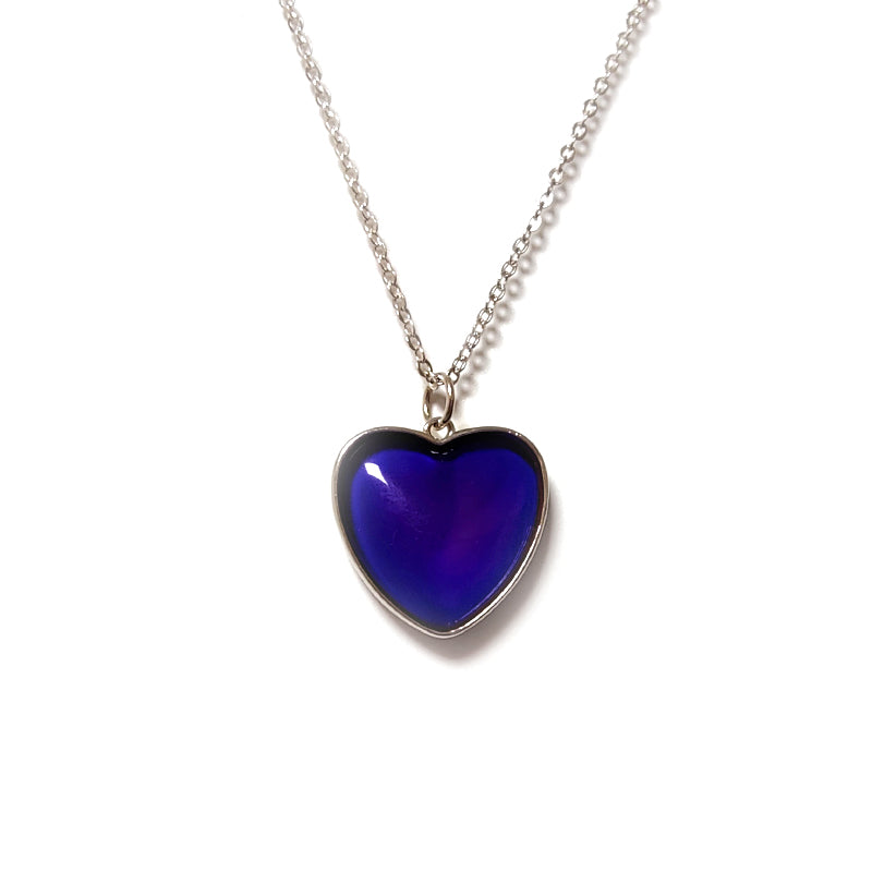 Heart Shaped Pendant Love Color Changing Mood Necklace In Sterling Silver - aurorapromise