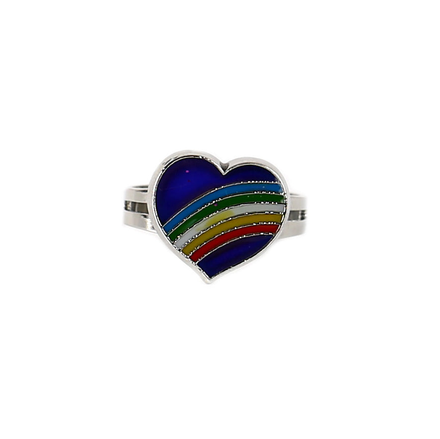 Rings For Girls Rainbow Heart Mood Ring Color Changing