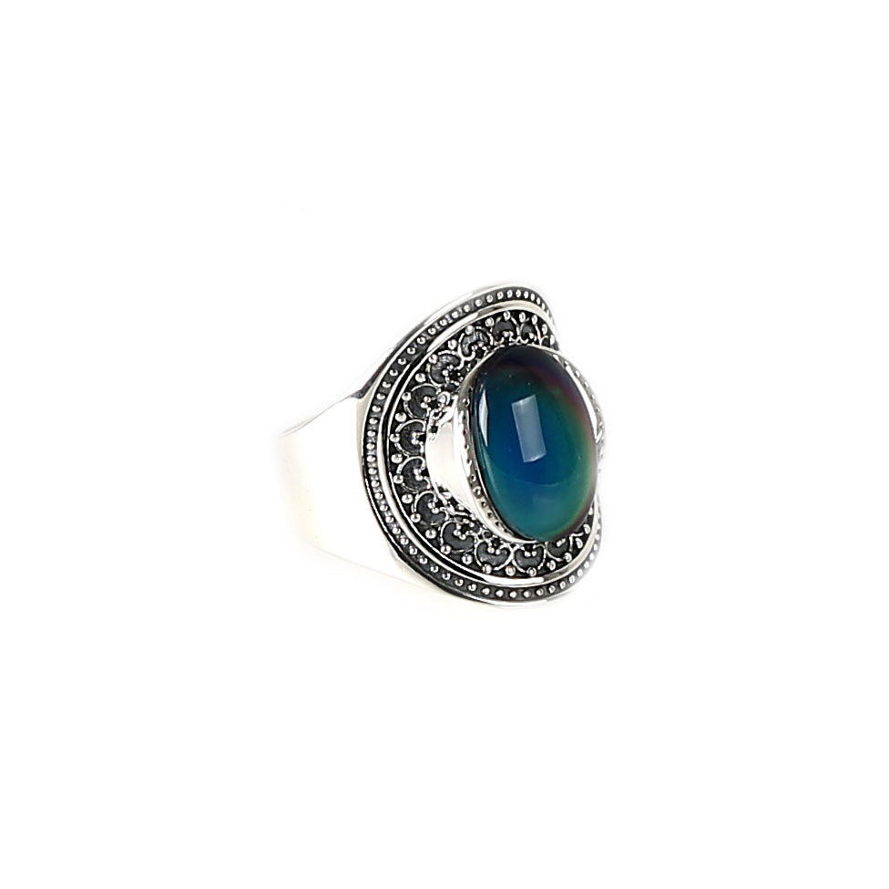 Oval Shape Jewelry Color Changing Mood Ring In Sterling Silver - aurorapromise