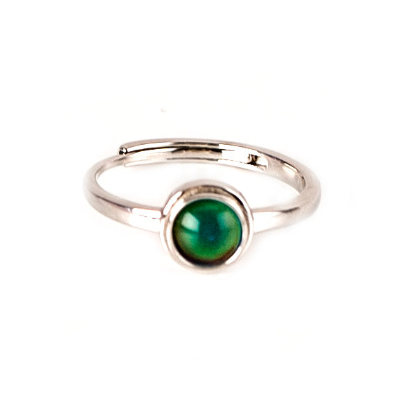 Adjustable Minimalist Vintage Color Changing Round Mood Ring In Sterling Silver - aurorapromise