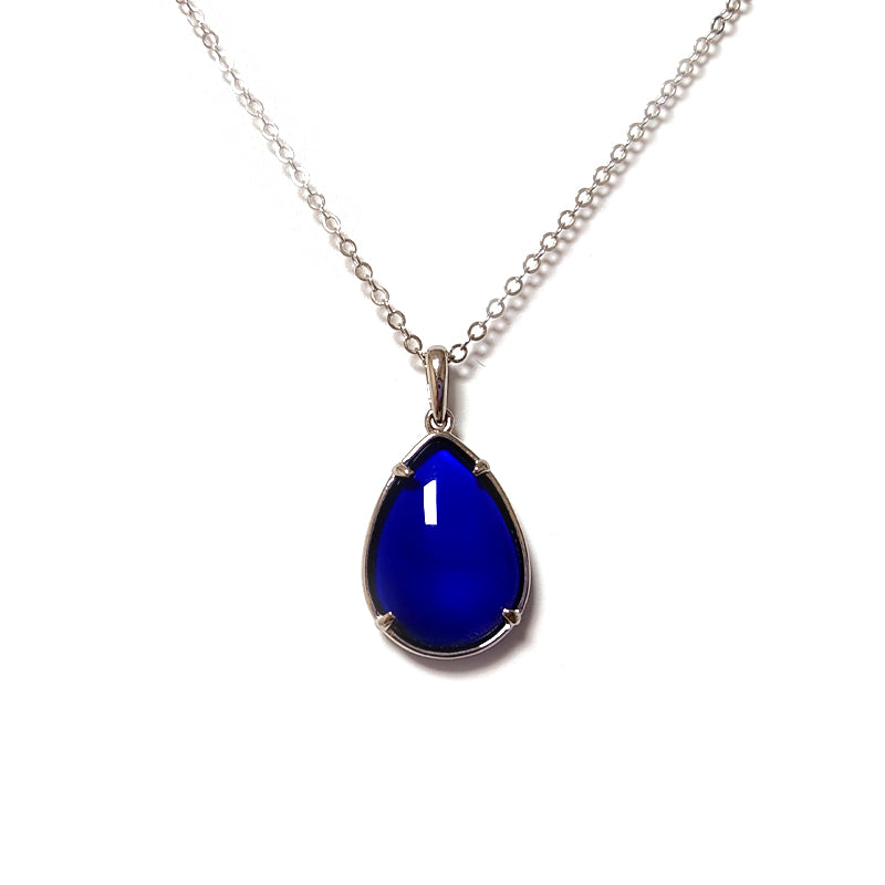 Classic Teardrop Color Changing Mood Necklace In Sterling Silver - aurorapromise